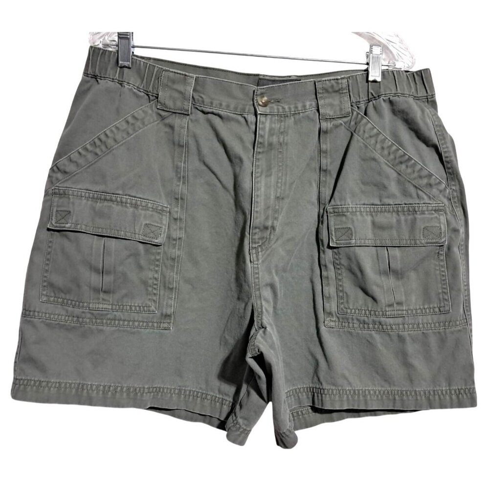 Croft & Barrow Cargo Shorts Mens Size 38 Green 100% Cotton Durable Casual Style